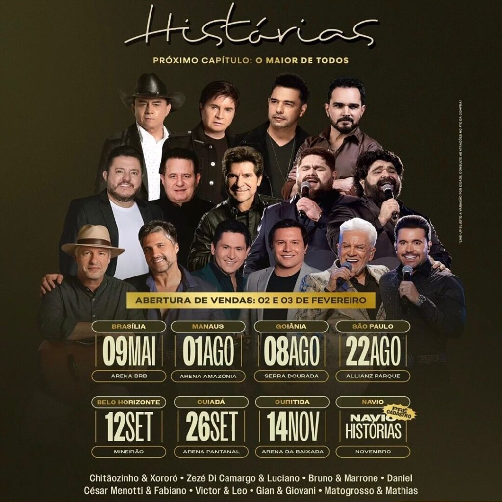 INGRESSOS PARA O SHOW HISTORIAS COM CUPOM CODIGO DE DESCONTO Chitãozinho & Xororó • Zezé Di Camargo & Luciano • Bruno & Marrone • Daniel César Menotti & Fabiano • Victor & Leo • Gian & Giovani • Matogrosso & mATHIAS