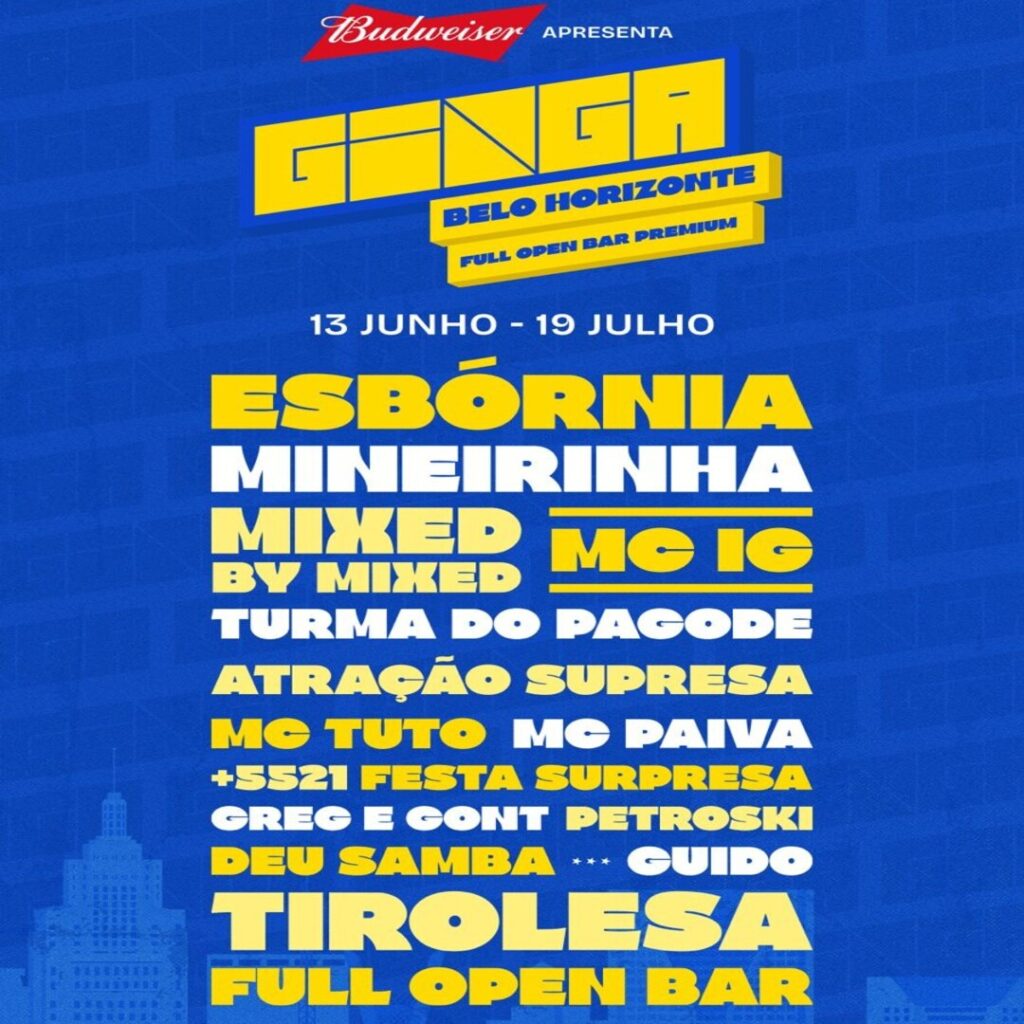 GINGA BH BELO HORIZONTE FULL OPEN BAR INGRESSOS COM CUPOM CODIGO DESCONTO ESBORNIA MINEIRINHA MIXED MC IG TURMA DO PAGODE MC TUTO MC PAIVA